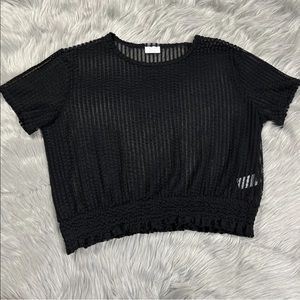 Abound Sheer Black Seersucker Top Size Large